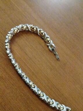 Vintage Two-Tone Gold and Silver Toned XOXO Link Bracelet